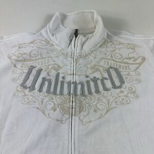 Vintage Ecko‎ Unltd Velour Track Jacket White Full Zip Marc Ecko Y2K Men's XL